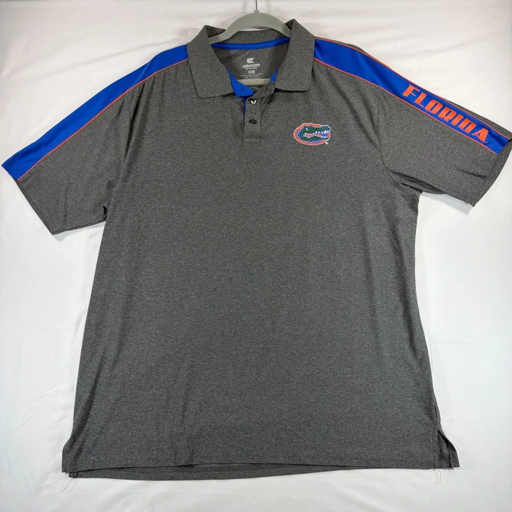 Colosseum Florida Gators Mens XL Polo Shirt Grey Short Sleeve NCAA Fan Gear - Picture 2 of 9